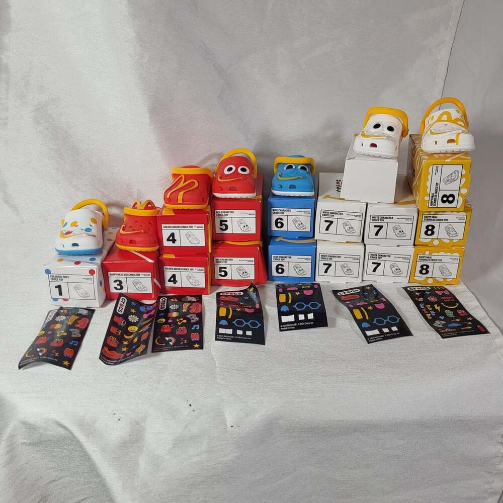 McDonald's 2024 Crocs Happy Meal Toys Complete Set with Boxes and Stickers Set o